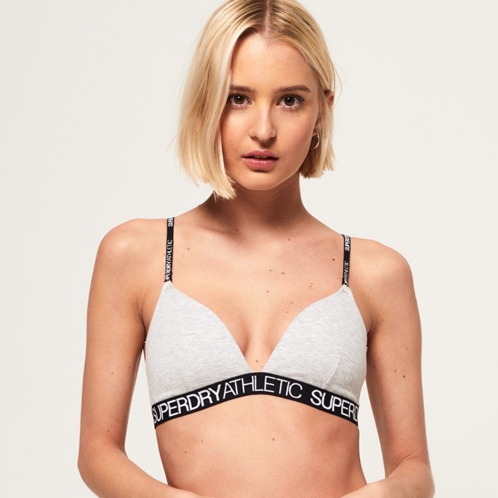 Superdry Athletic Cotton Bralette in Grey Marl